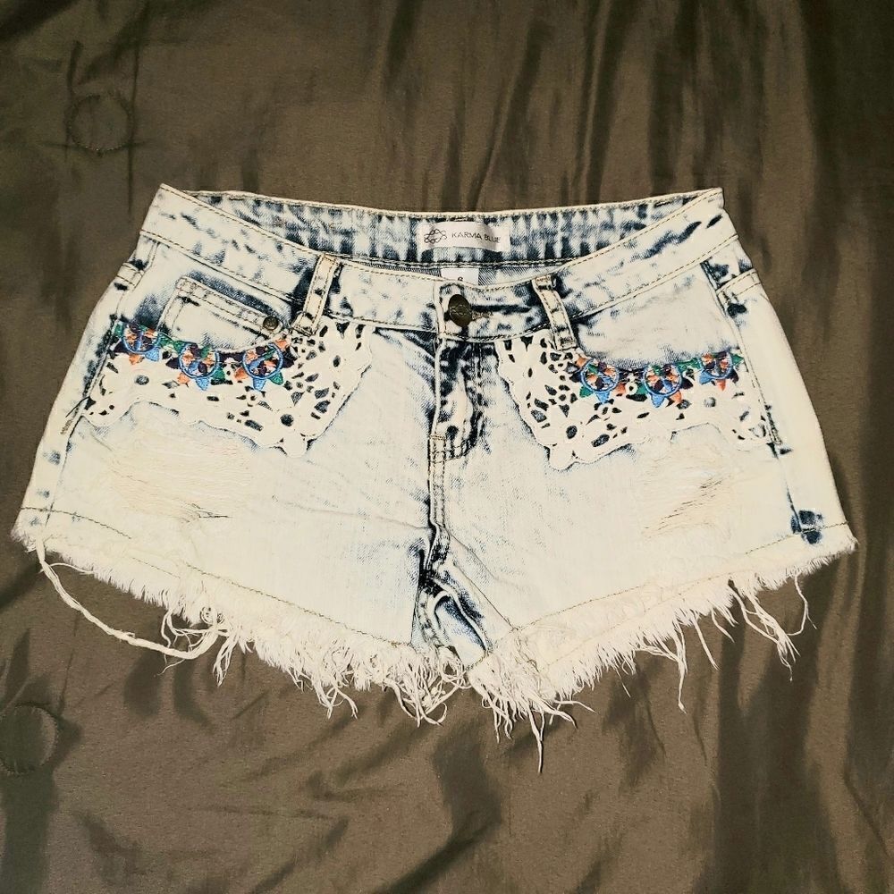 Karma Blue Acid Wash Jean Short Shorts Size 6